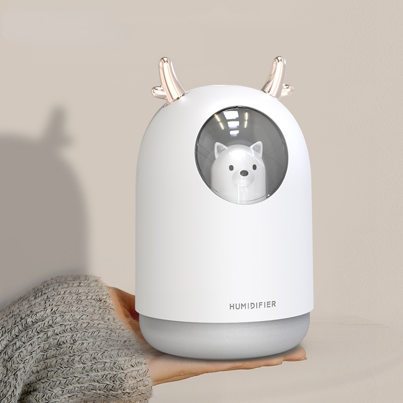 Máy Tạo Độ Ẩm Không Khí 300ML Hình Thỏ Dễ Thương Siêu Im Lặng USB Tinh Phòng Xe Ban Đêm LED Đèn Máy Lọc Không Khí Sương máy Làm Không Khí Tươi Hơn