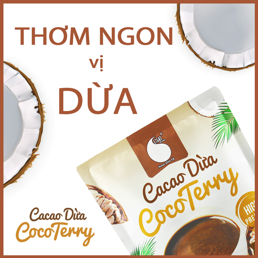 Hình ảnh Bột Cacao Sữa Dừa đậm đà , thơm ngon , đậm vị cacao , béo vị dừa , đặc biệt không hương liệu , an toàn cho sức khỏe , gói 50G tiện lợi