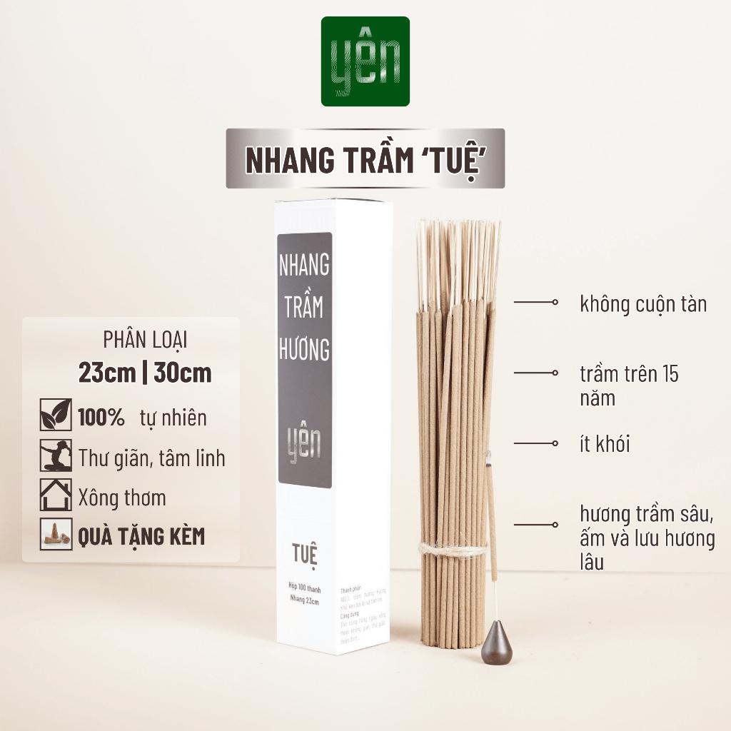 Nhang Trầm Hương Yên Loại Tuệ 23-30cm Hộp 100 thanh Sạch Tự Nhiên Ít Khói Dùng Thờ Cúng Xông Thơm - Nhang Trầm 23cm