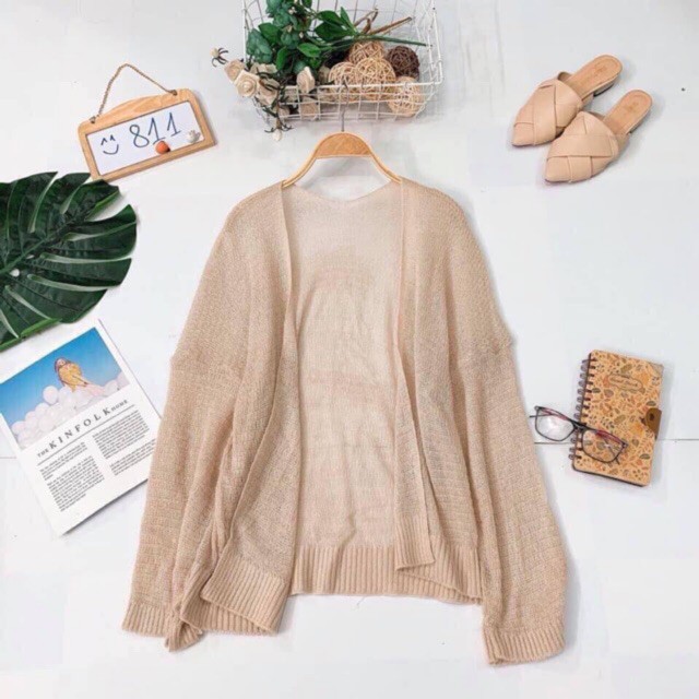 Áo khoác cardigan mỏng dáng form dài len mềm mại, Lên đồ Thời trang