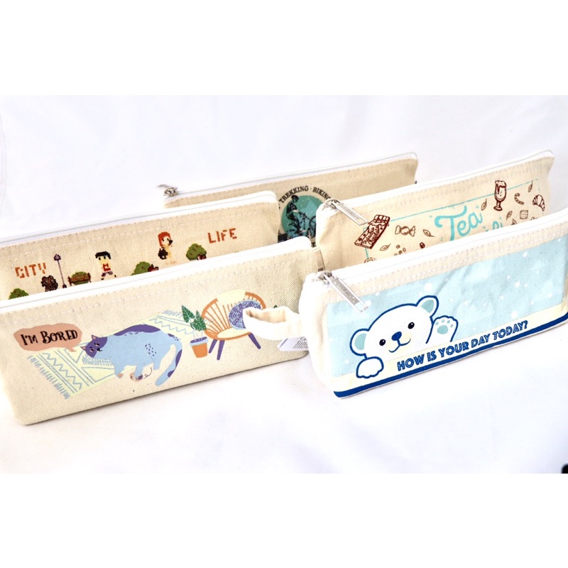 Túi Vải Canvas Đựng Bút Họa Tiết Dễ Thương Đa Dụng, Nhỏ Xinh