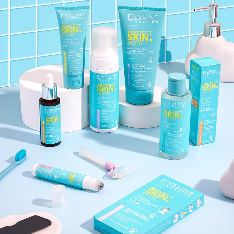 [Tặng Mặt nạ Sambijo-Son Eveline] Lăn ngừa mụn Eveline Perfect Skin Acne kháng khuẩn và làm dịu da 15ML