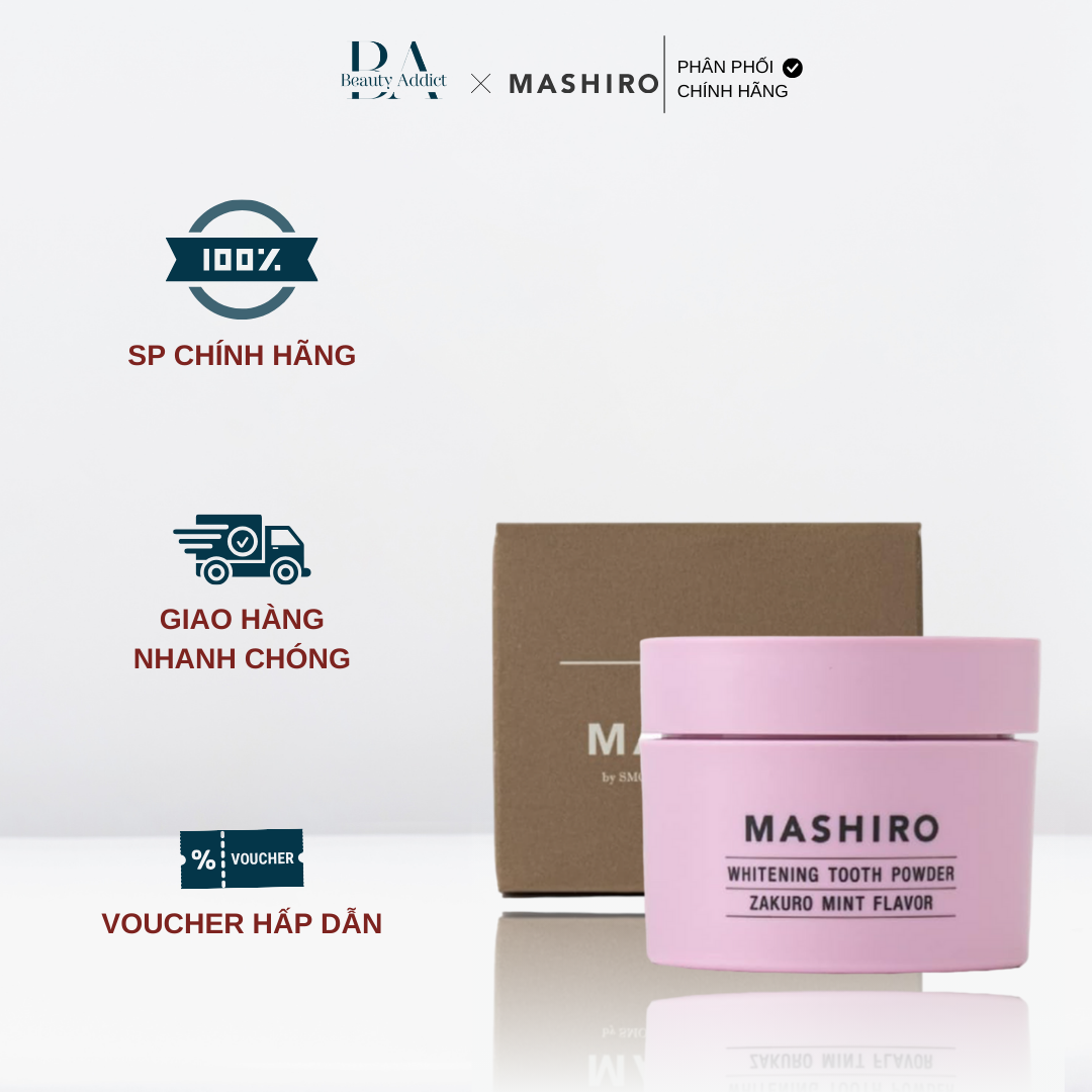 Bột đánh răng làm trắng mùi lựu bạc hà Mashiro Tooth Powder Zakuro Mint