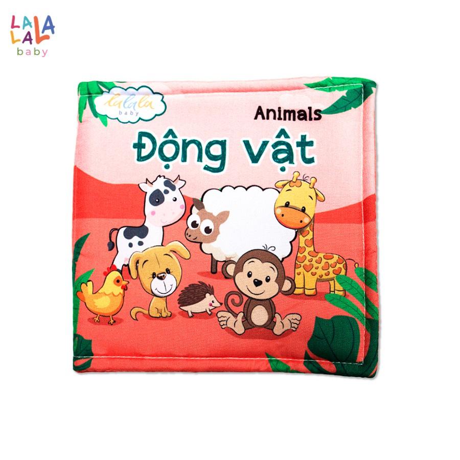 Combo 3 cuốn sách vải Lalala Baby kích thích đa giác quan, kích thước 15x15cm 12 trang (Hình khối, Hoa quả, Động vật)