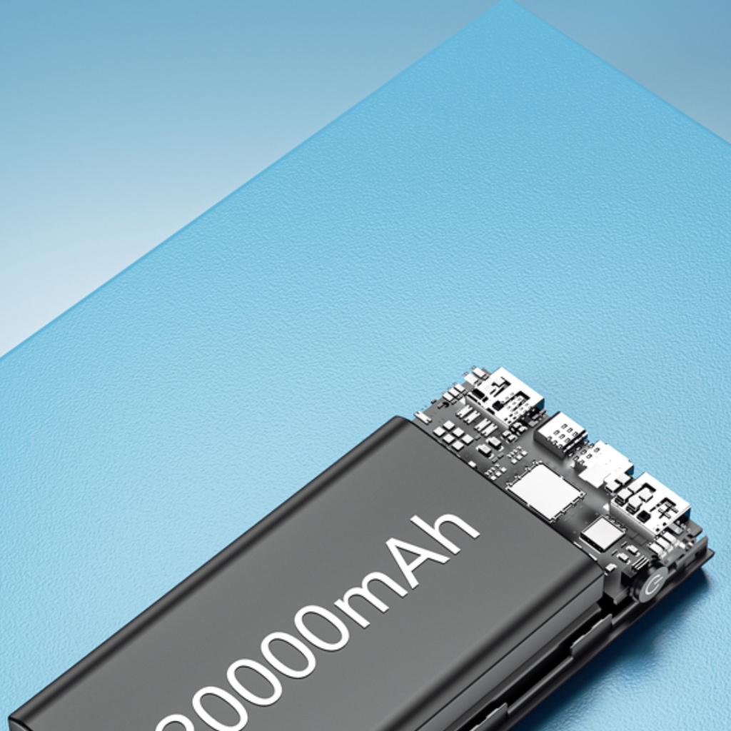 Pin Sạc Dự Phòng 20.000mAh ROBOT RT22 2 cổng Input Micro/Type C & 2 cổng Output USB hiển thị đèn LED - Hàng Chính Hãng