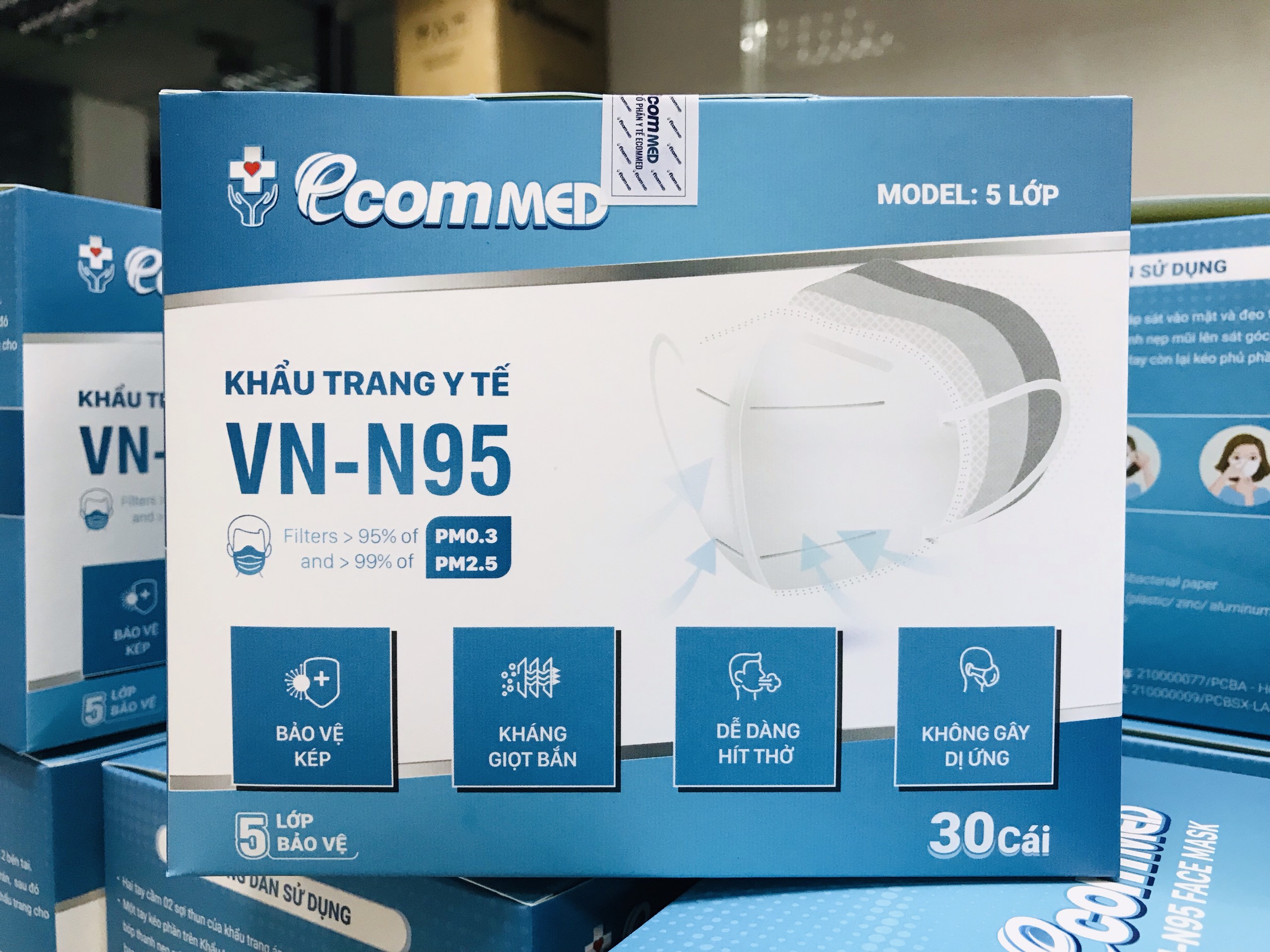 Khẩu Trang N95 EcomMed (Hộp 30 cái)