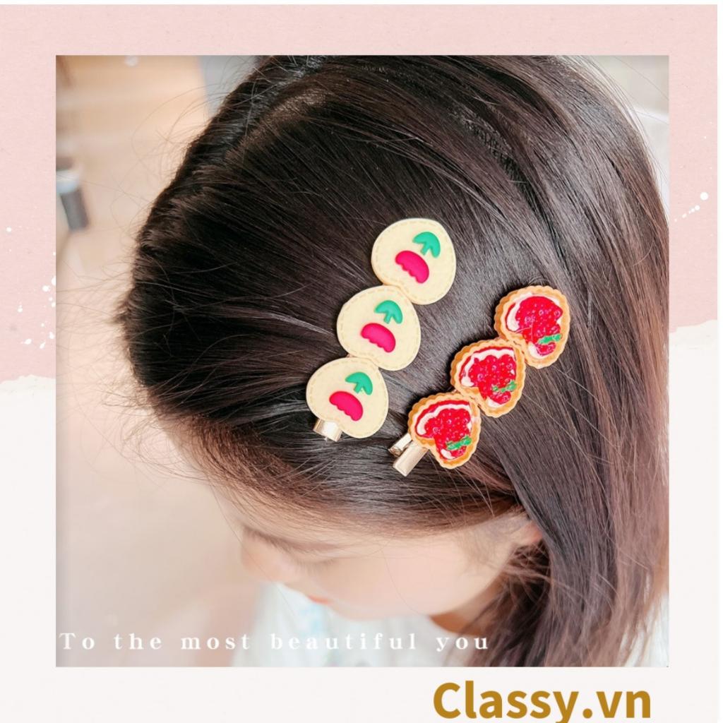 Kẹp Classy tóc dạng clip mỏ vịt,  họa tiết minh họa các loại đồ ăn, tinh nghịch hài hước hot tiktok PK935