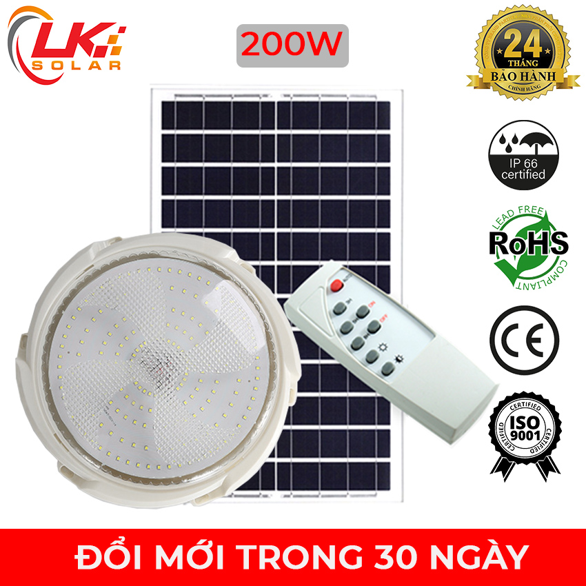 Đèn Led Ốp Trần Năng Lượng Mặt Trời Siêu Sáng 200W CHÍNH HÃNG- LK SOLAR XDD-77200, Sử dụng 100% năng lượng mặt trời, lắp đặt ngoài ban công, phòng khách, phòng ngủ, cảm biến ánh sáng, có remote điều khiển từ xa