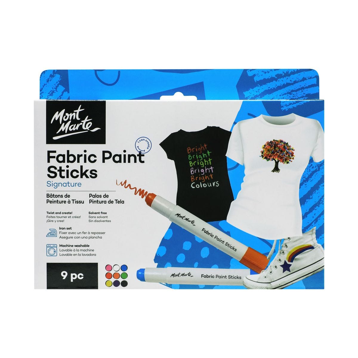 Bộ 9 Bút Vẽ Vải Mont Marte - Fabric Paint Sticks Signature 9pc