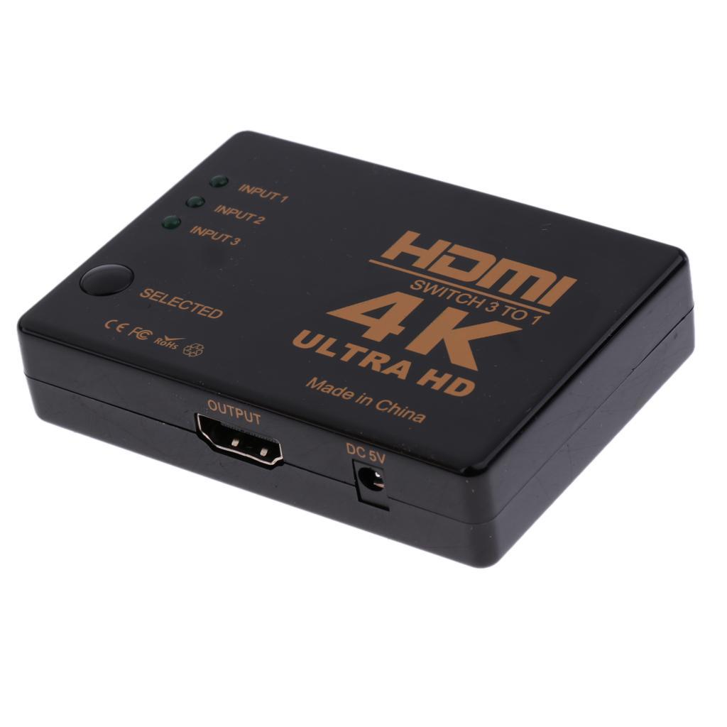 Switch 4k 3Port Switcher Splitter Supports 1080p 3D with Remote Control