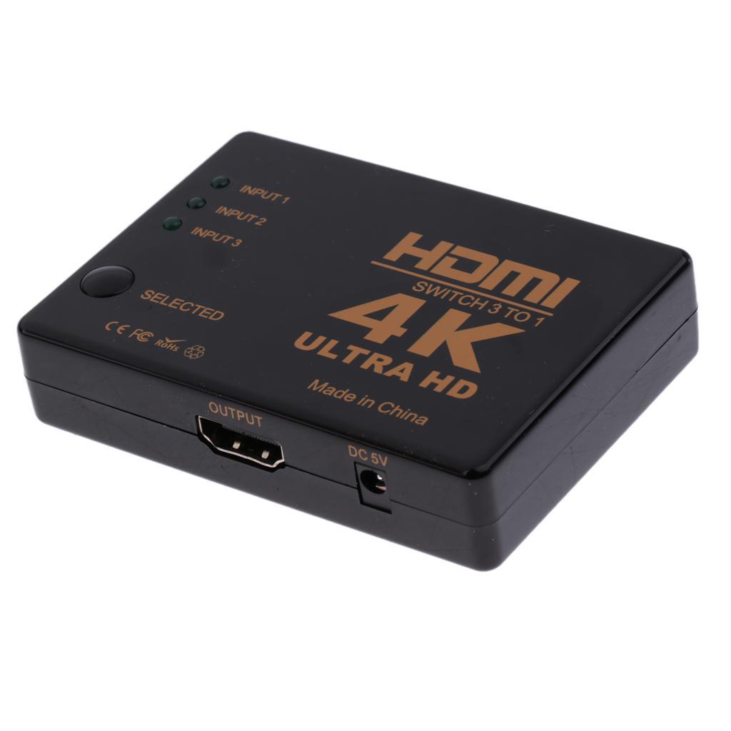 4K Ultra HD HDMI Switch Splitter HDTV 3 In 1 Out with Remote Control