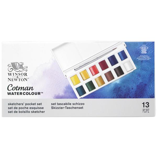 Hộp 12 Màu Nước Cotman Sketchers' Pocket Set - Winsor &amp; Newton 0390100 (13 Chi Tiết)