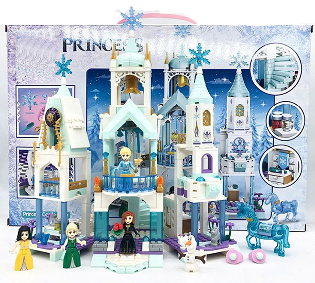 Đồ chơi lắp ráp Công chúa Elsa Snow Castle , lâu đài tuyết cho bé gái 360