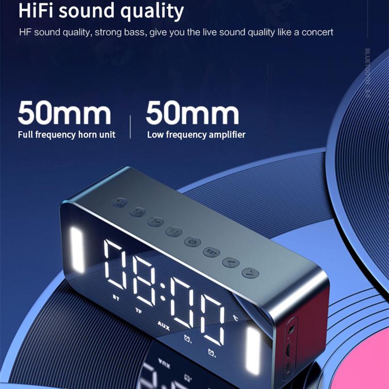 Loa Bluetooth Đài FM HIFI Thẻ TF MP3 Nghe Nhạc Loa Có Màn Hình LED Hiển Thị Nhà Âm Lượng Lớn Loa Đồng Hồ Báo Thức Color: Rose Gold