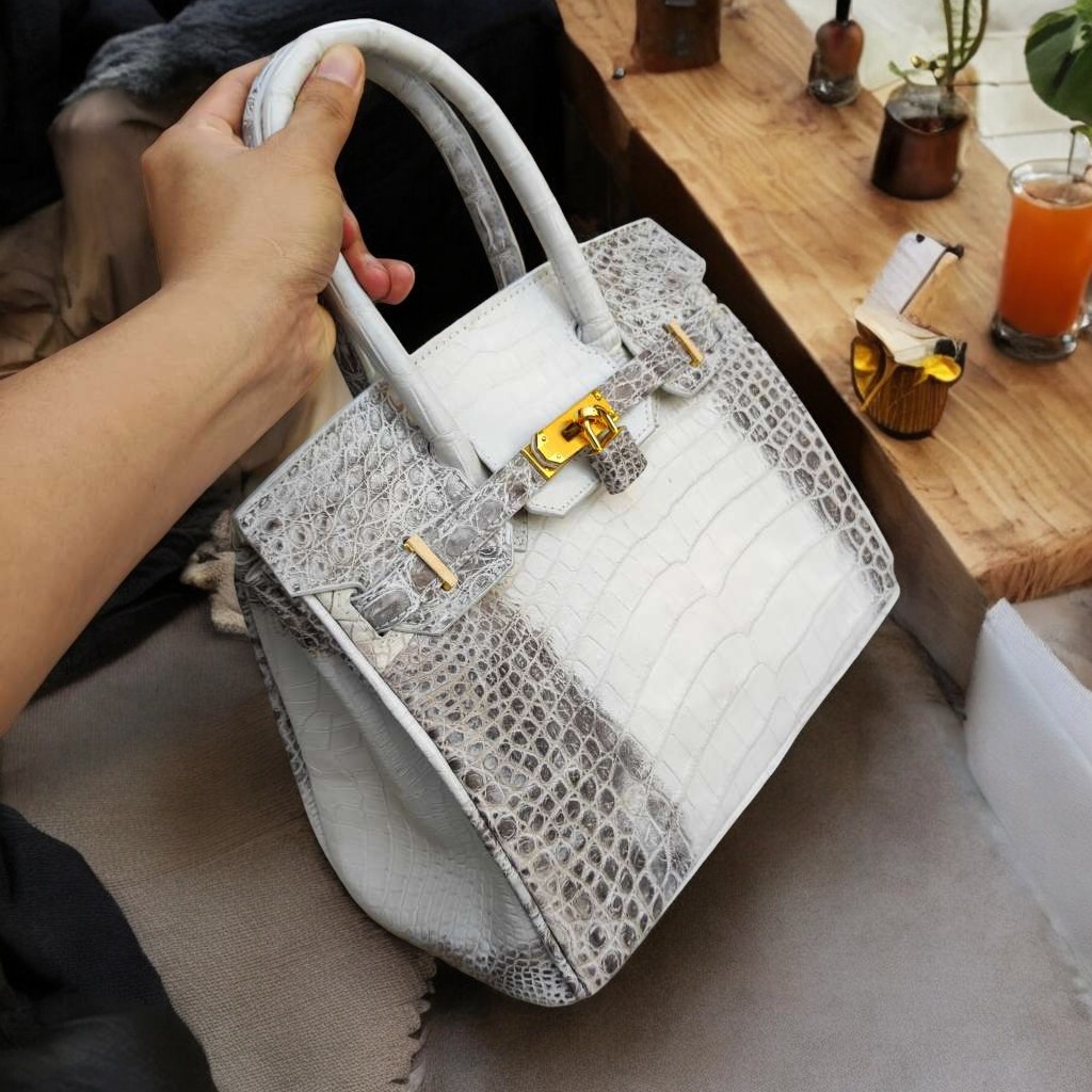 Túi xách cá sấu nữ màu Trắng tro cao cấp Loại 1