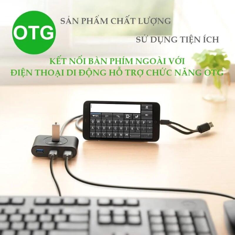 Ugreen UG20292CR113TK 80CM màu Đen Bộ chia HUB USB 3.0 sang 4 USB 3.0 hỗ trợ OTG - HÀNG CHÍNH HÃNG