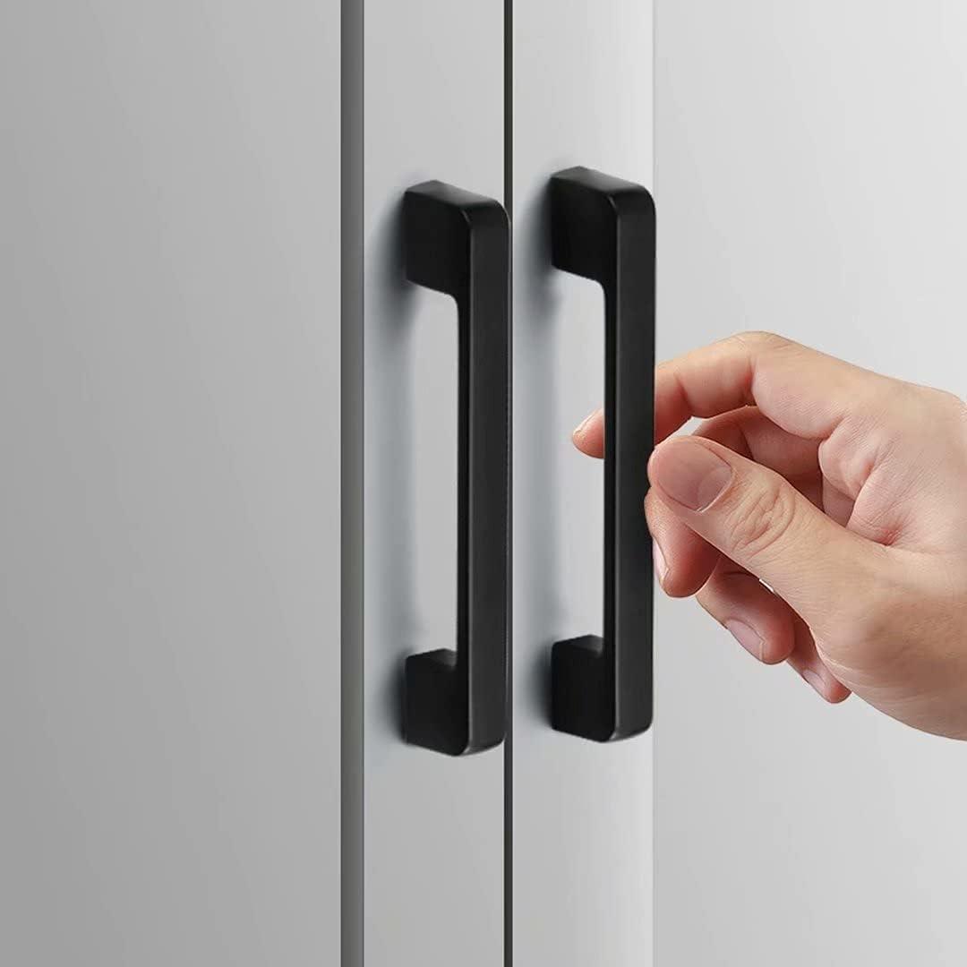 10 chiếc Đen Hợp Kim Kẽm Cửa Kéo Tay Cầm T Thanh Dính Tủ Bếp Lỗ Trung Tâm 96mm