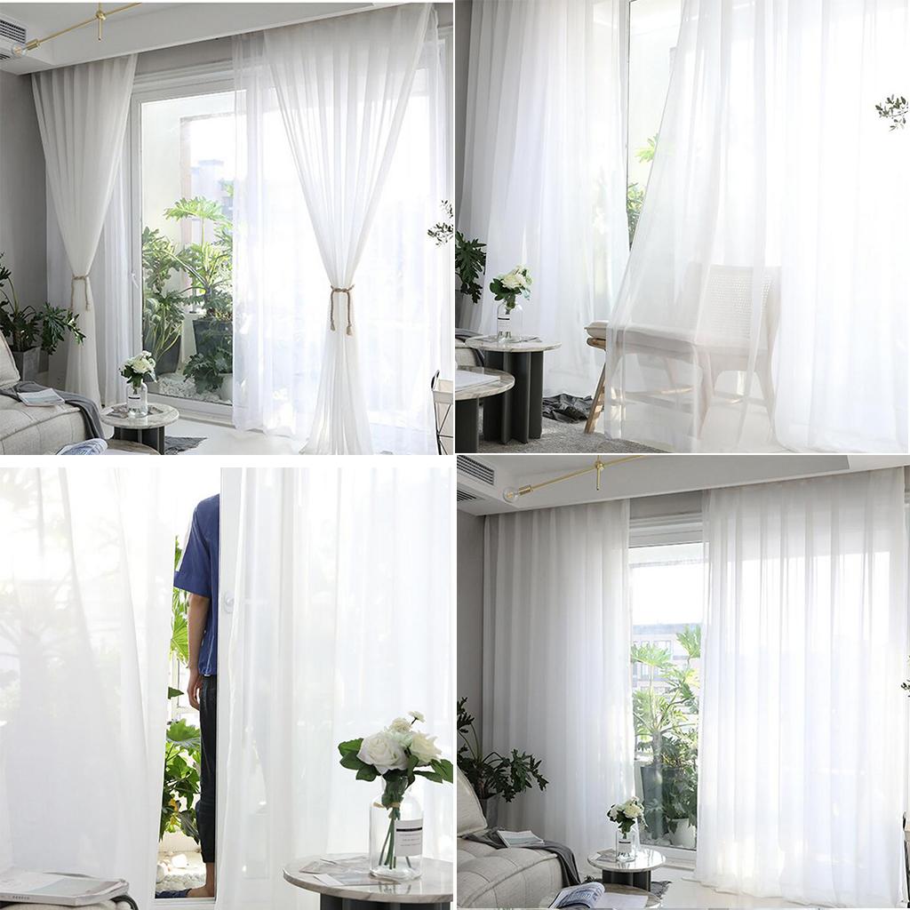 2pcs Sheer Chiffon Voile Curtain Panel Drape for Patio Sliding Doors 55x94inch