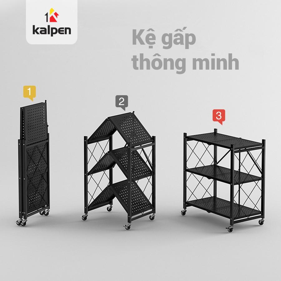 KỆ GẤP GỌN Để Đồ Đa Năng Nhà Bếp 3 Tầng 4  Tầng 5 Tầng Thông Minh Kalpen, Thép Carbon, Sơn Tỉnh Điện Chống Rỉ Cao Cấp, KX