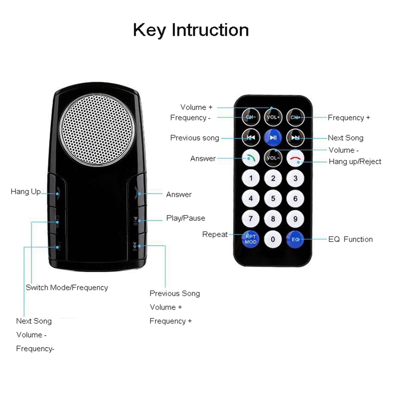 FM Transmitter Car Adapter MP3 Player Speaker with 1.4 '' Screen USB Port for Phone with Mic