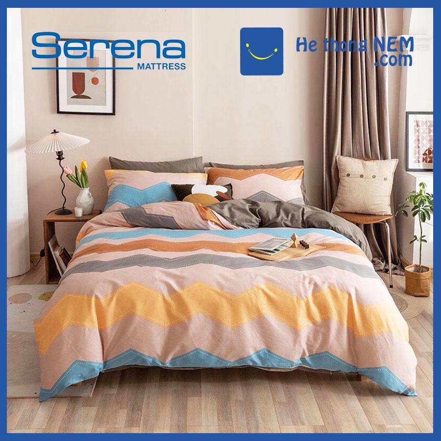 Bộ Chăn Ga Gối 5 Món Cotton lụa SERENA Cao Cấp Drap Giường Chăn Ga Gối Nệm - Hệ Thống Nệm