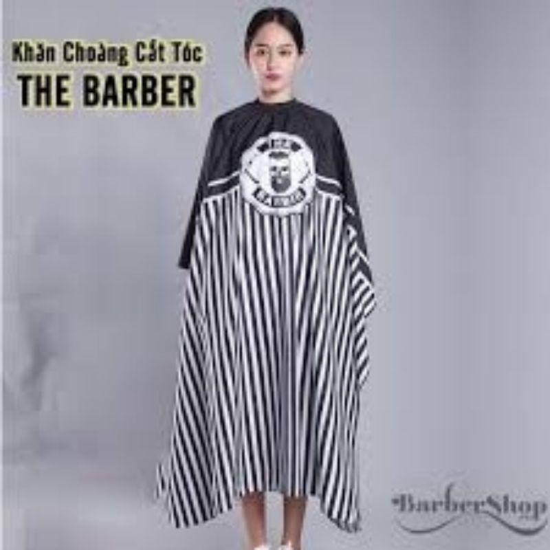 Áo Choàng Cắt Tóc Barber Khổ 160x140cm, Khăn Choàng Cắt Tóc Barber Hình Đầu Người Sọc Đen.(Ảnh thật