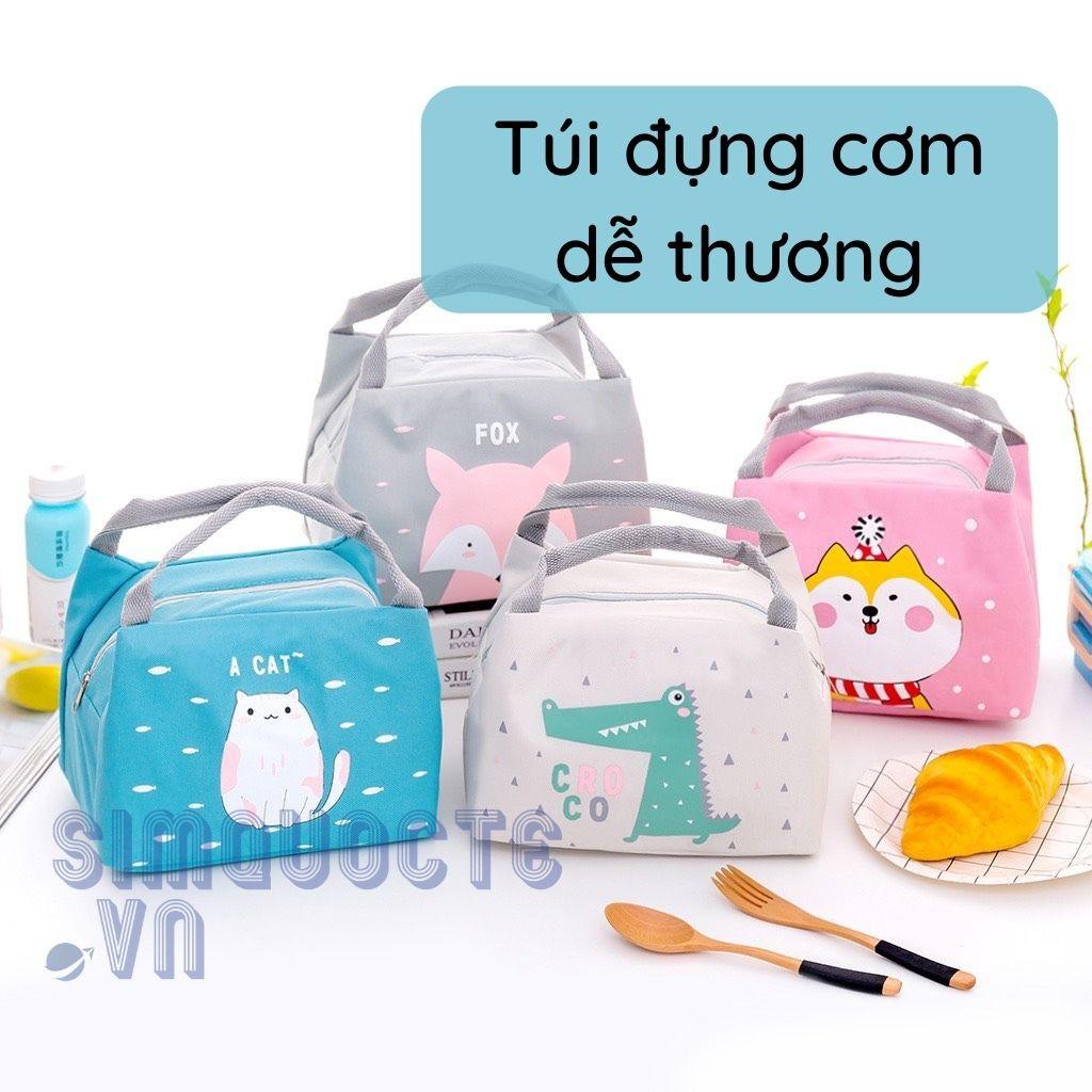 Túi đựng cơm giữ nhiệt có khoá kéo màu sắc dễ thương TĐC02