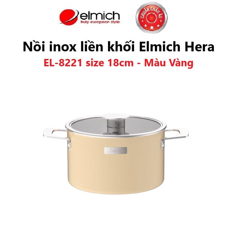 Nồi inox liền khối Elmich Hera size 18cm( Màu: Xanh/ Vàng/ Tím