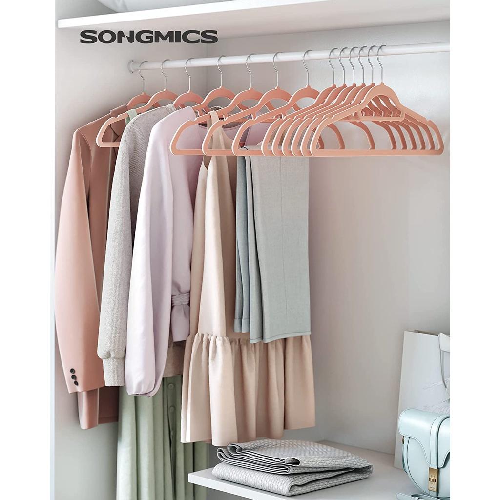 Móc Treo Quần Áo Songmics Velvet Coat Hanger 50 Cái, Bọc Nhung, Độ Mở Lý Tưởng Treo Quần Áo, Nhập Đức - Hồng