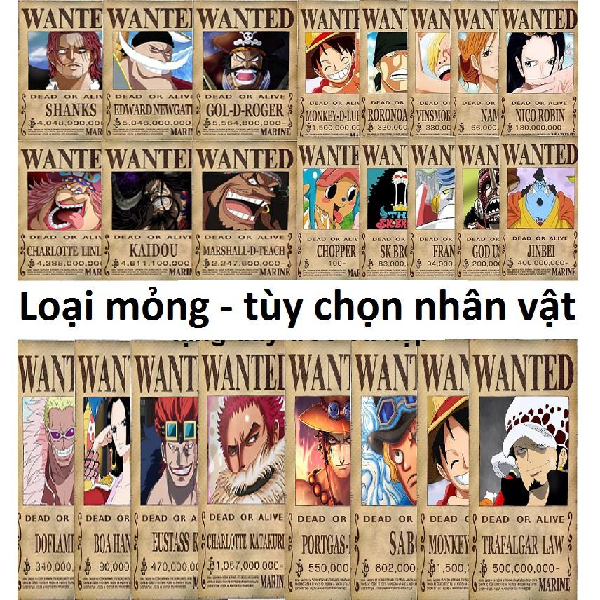 Bộ 10 tấm truy nã onepiece wanted poster loại mỏng