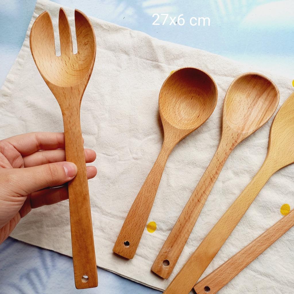 Muôi Sạn Xào Gỗ Beech Tự Nhiên Cao Cấp, Muôi Sạn Gỗ Decor Chụp Ảnh Trang Trí Của Craft Closet