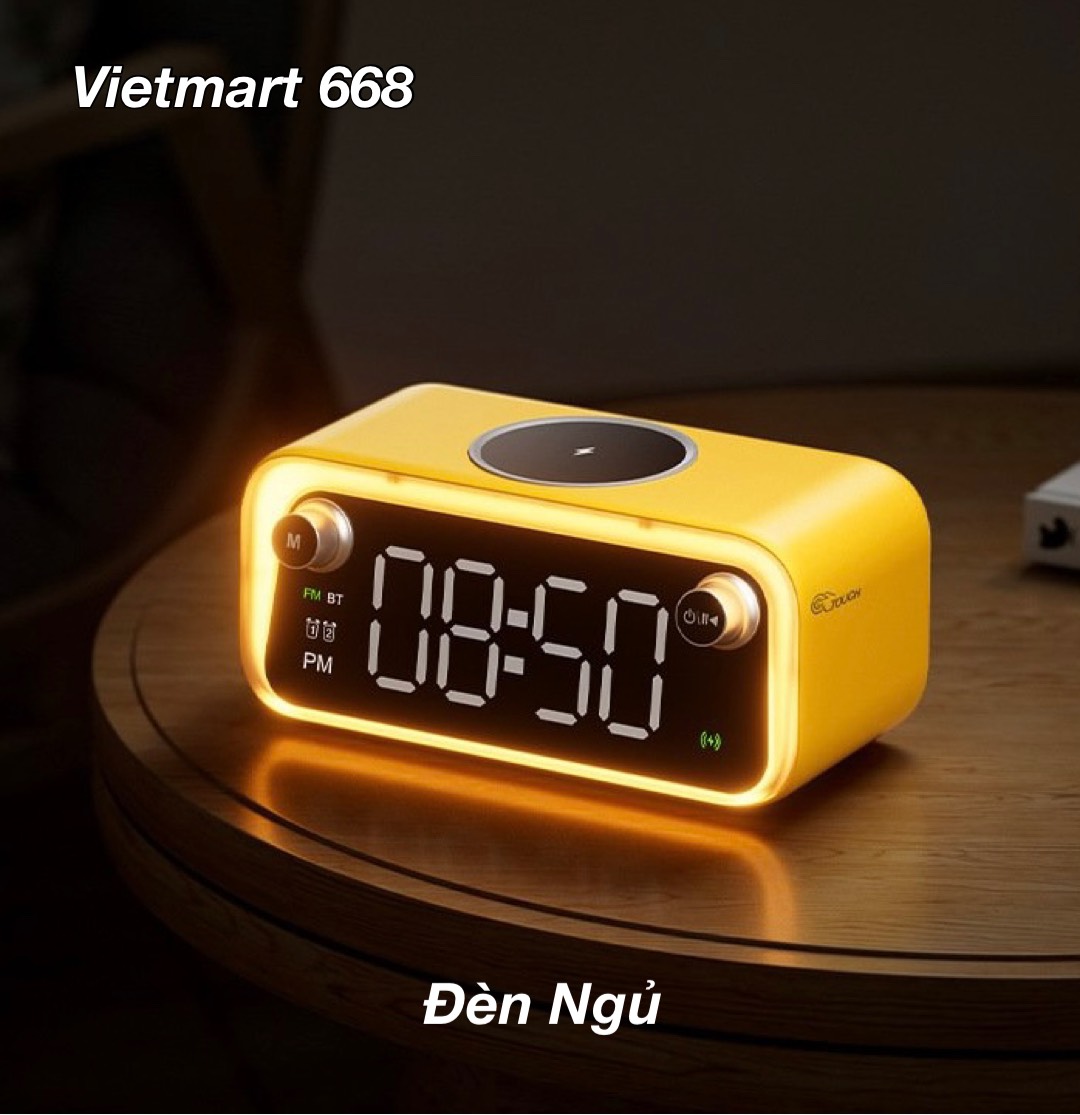 Loa Bluetooth Đa Năng WEKOME Beluga D6 - Kiêm Đèn Led và Sạc Không Dây, Decor Bàn Làm Việc, Đồng Hồ Để Bàn - Hàng Chính Hãng
