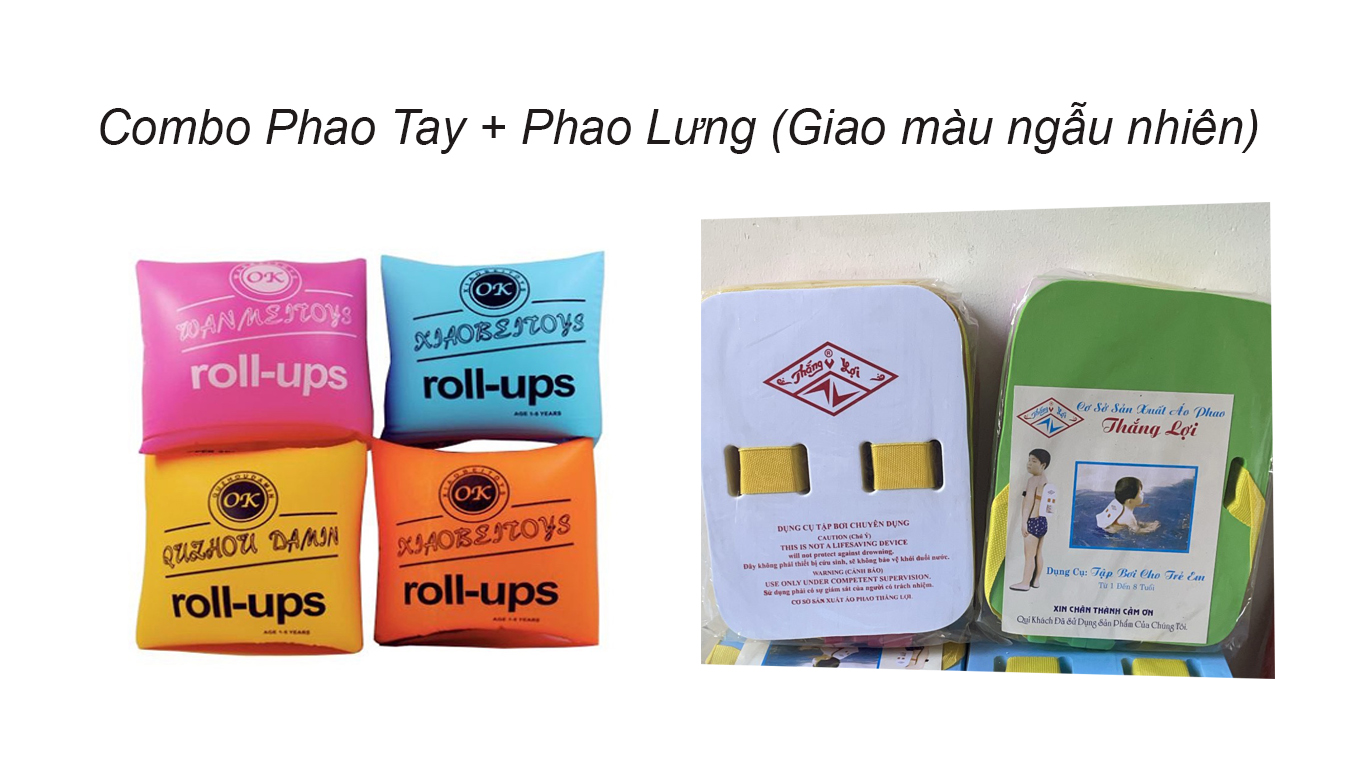 Combo Phao tay + phao lưng (Giao màu ngẫu nhiên)