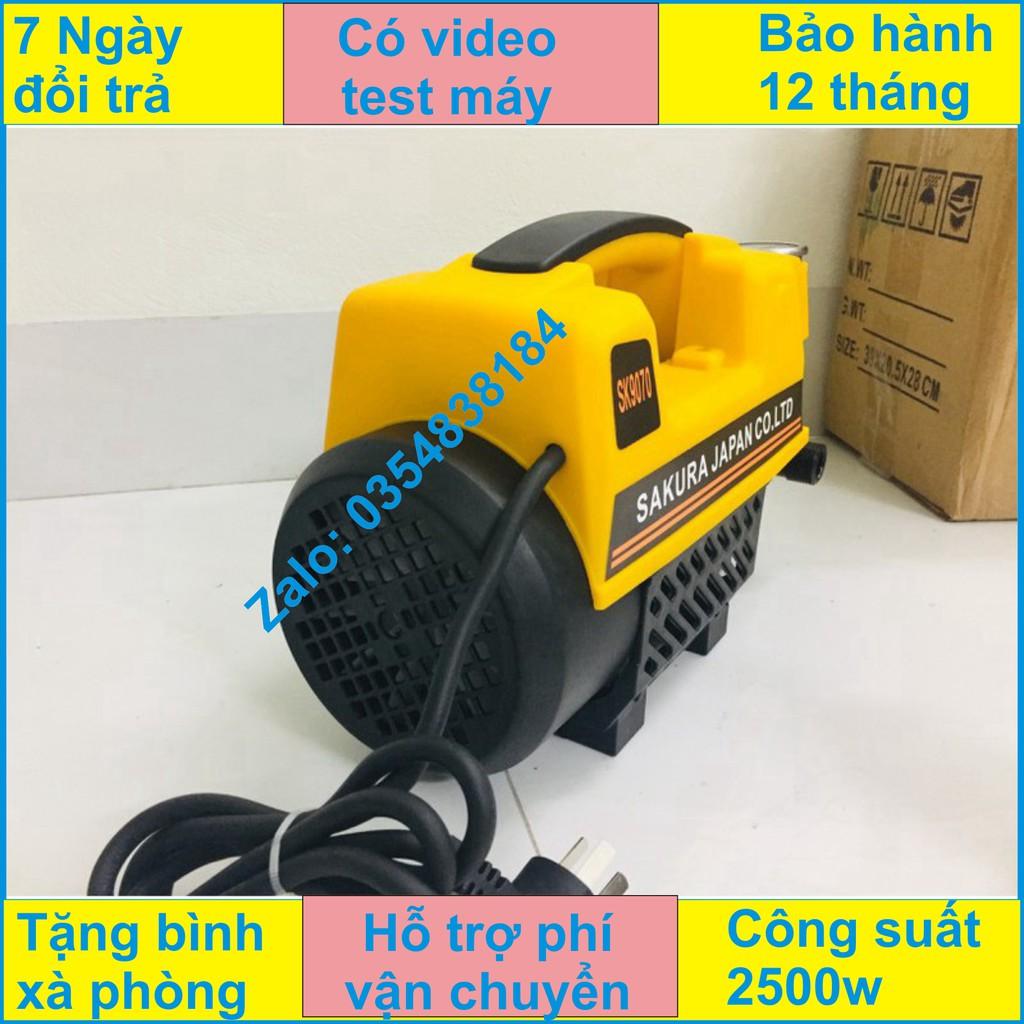 Máy rửa xe Nhật Bản sakura-2500W-lõi đồng-tặng bình tạo bọt, Dây áp lực 15m