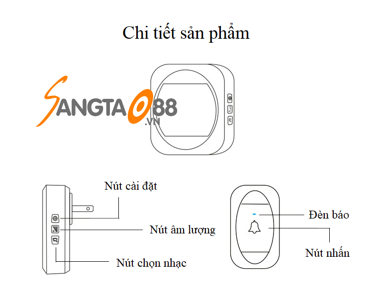 Chuông cửa không dây hiển thị nhiệt độ Aibont R195-WW