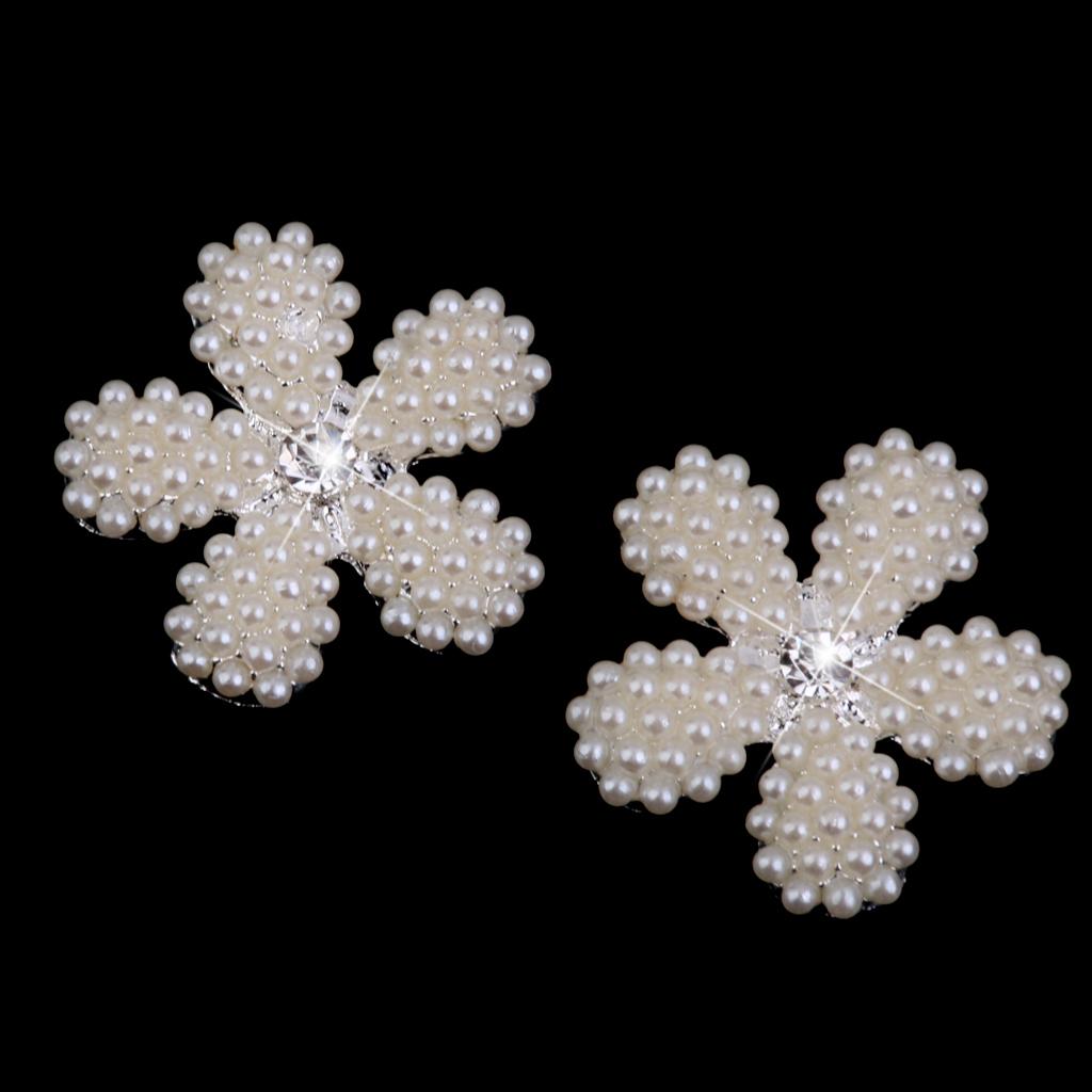 5 Pieces Flower Bead Flatback Button Embellishment Wedding DIY Decor 25mm