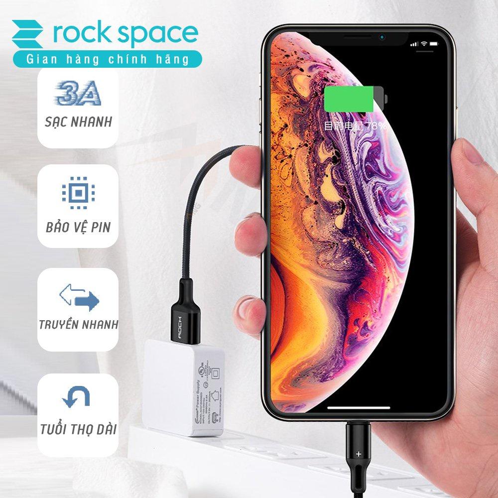 Dây Sạc Rockspace R2 dành cho Iphone 1m sạc nhanh dây dù - Hàng chính hãng