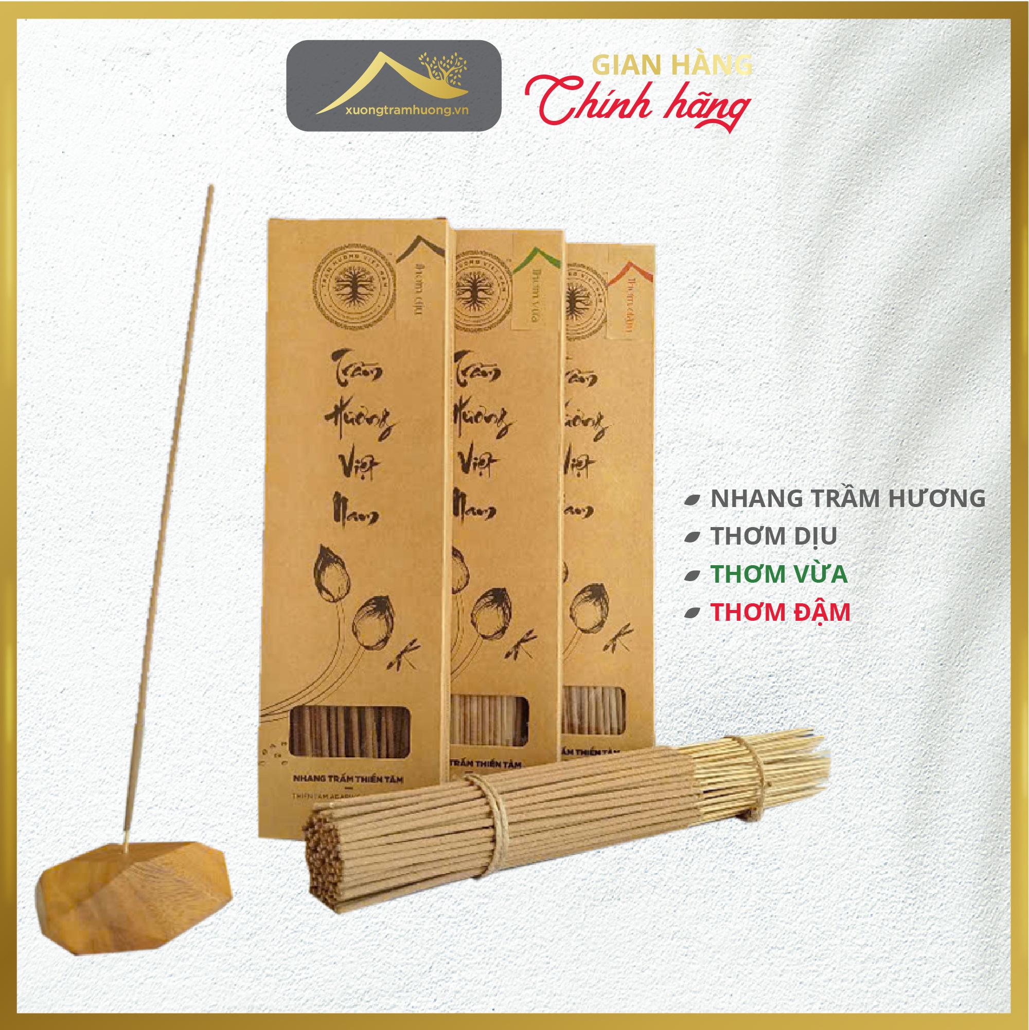 Nhang Trầm Hương Sạch Xưởng Trầm Hương Thơm Dịu/ Vừa/ Đậm Hộp 100 Cây Xông Nhà Tẩy Uế - 40cm