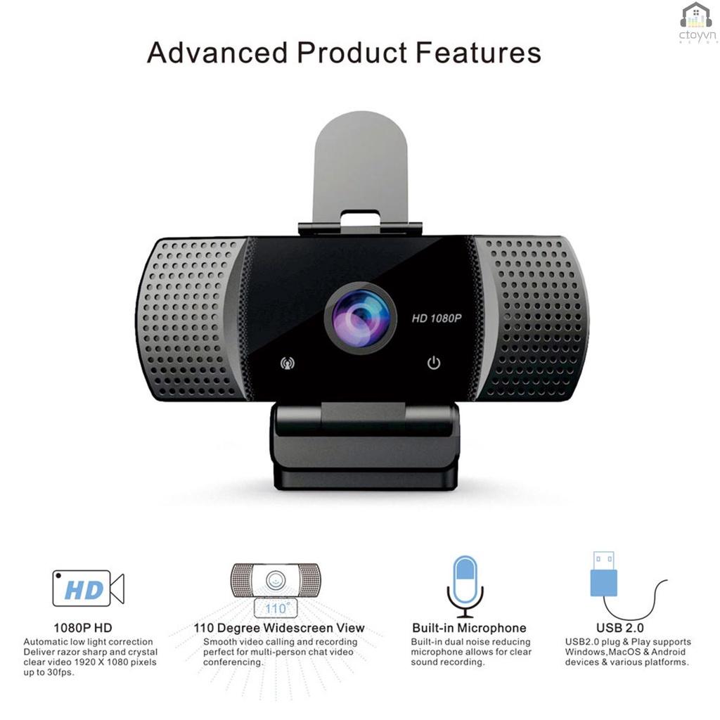 Webcam USB 2.0 toàn diện HD 1080P kèm mic dùng cho laptop