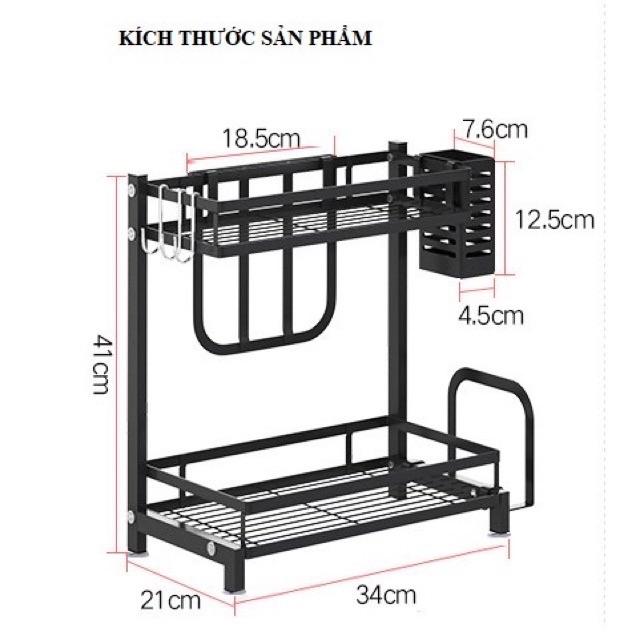 Kệ gia vị 2 tầng HÀNG VIỆT NAM Đủ giỏ đựng đũa thìa, dao thớt chất liệu thép cao cấp không gỉ sơn tĩnh điện