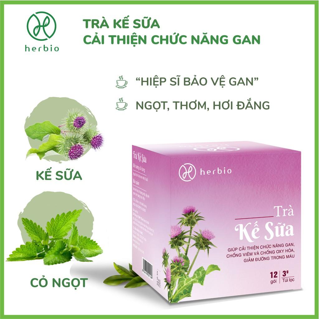 TRÀ THẢO MỘC KẾ SỮA HERBIO - hiệp sĩ bảo vệ gan, giúp chống viêm, chống oxy hóa, giảm mụn, giảm đường trong máu, ổn định tuyến giáp, tốt cho người bị tiểu đường, người dùng nhiều rượu bia cần giải độc gan