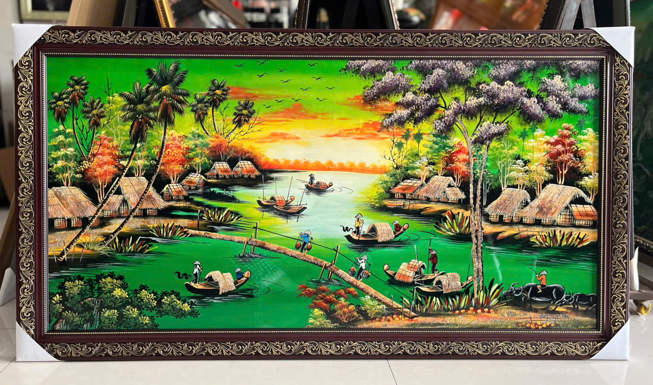 Tranh Sơn Mài - ĐỒNG QUÊ VIỆT NAM | Size 60x120 cm | Mộc Mạc – Bình Yên – Đậm Hồn Dân Tộc