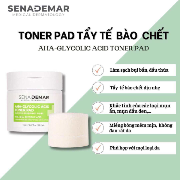 Toner Pad SENADEMAR giúp tẩy tế bào chết giúp da sáng mịn từ Hàn Quốc 150ml/70 miếng hạn 2027