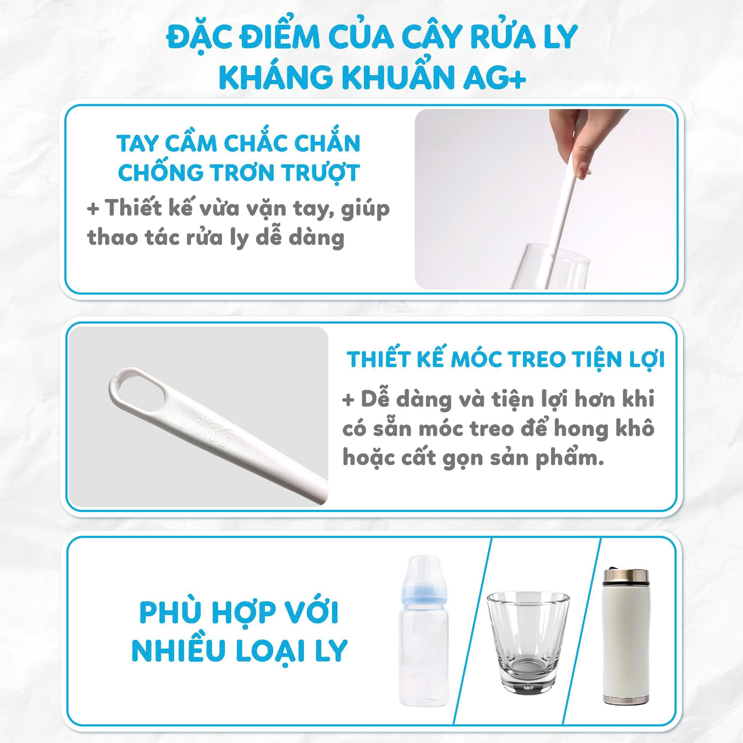 Cây rửa ly kháng khuẩn đầu chải mền mại MyJae