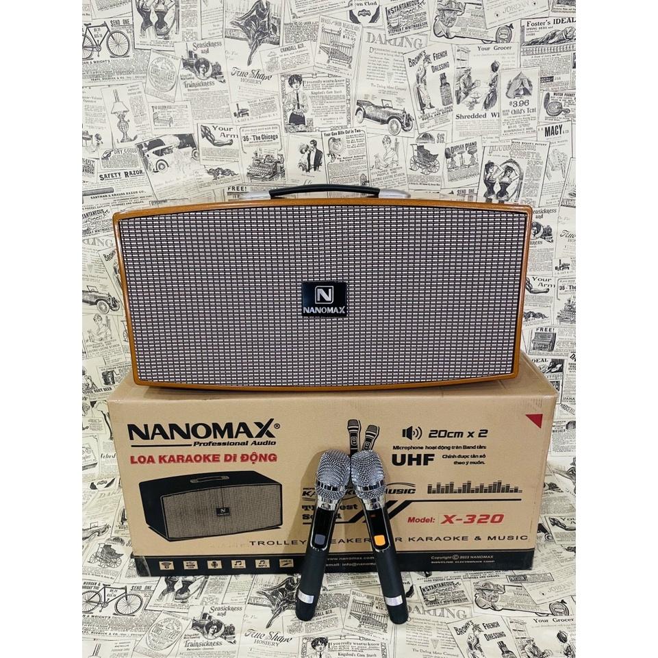 Loa Karaoke Xách Tay Nanomax X-320 Bass Đôi 20cm kèm 2 micro không dây.