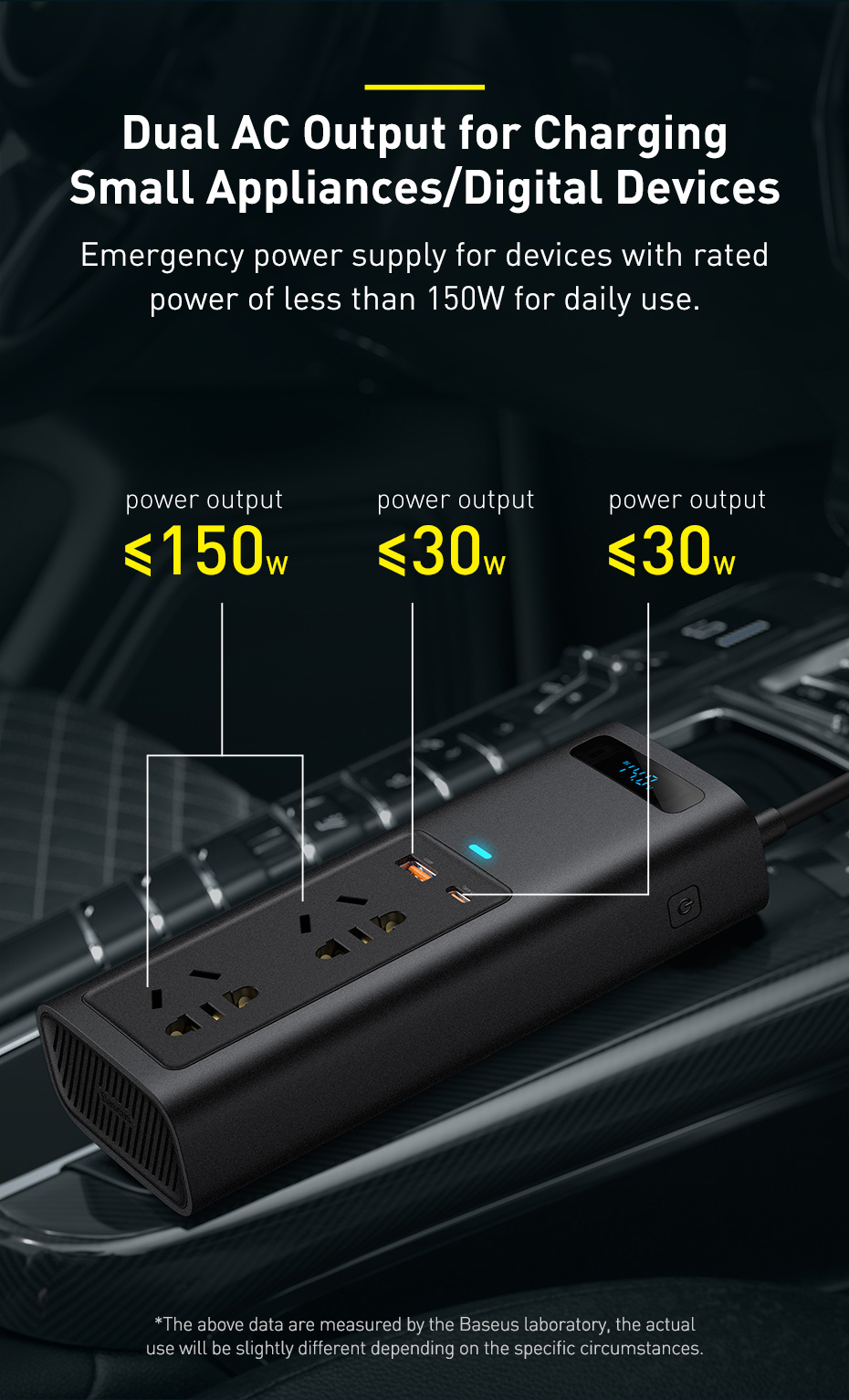 Bộ sạc chuyển nguồn điện ô tô Baseus 150W In-car Inverter loại 220V và loại 110V - Hàng chính hãng