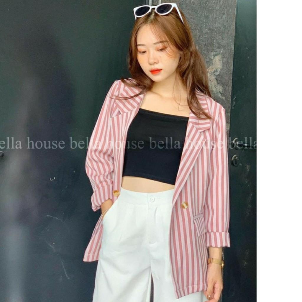 Áo khoác vest nữ kẻ sọc kiểu hàn quốc xinh xắn