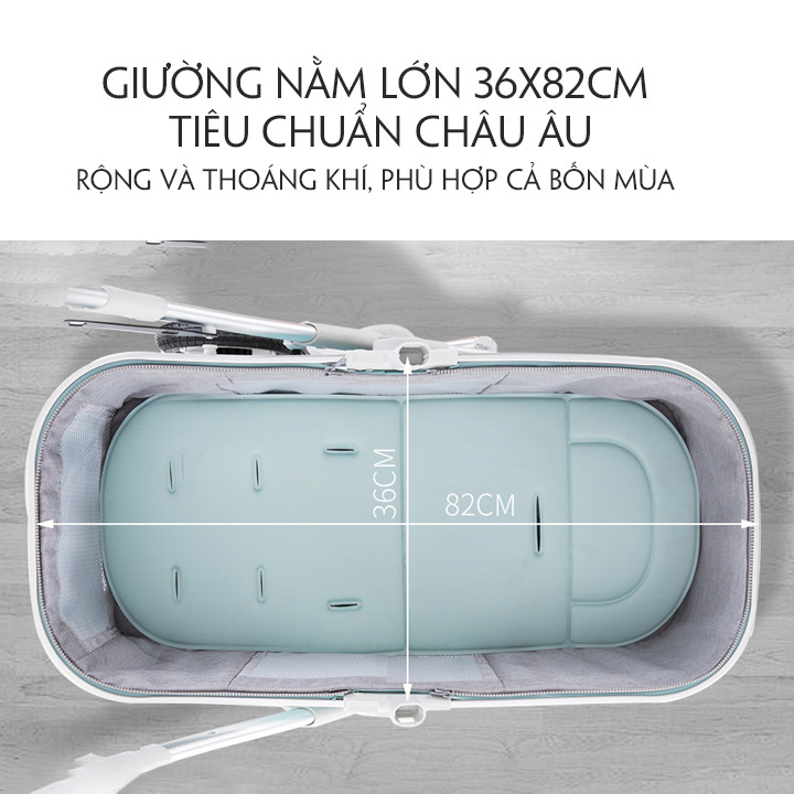 Xe đẩy 2 chiều, Xe đẩy xe nôi đi bộ cho bé cao cấp 2 chiều 3 tư thế ngả, nôi tháo rời có giảm xóc