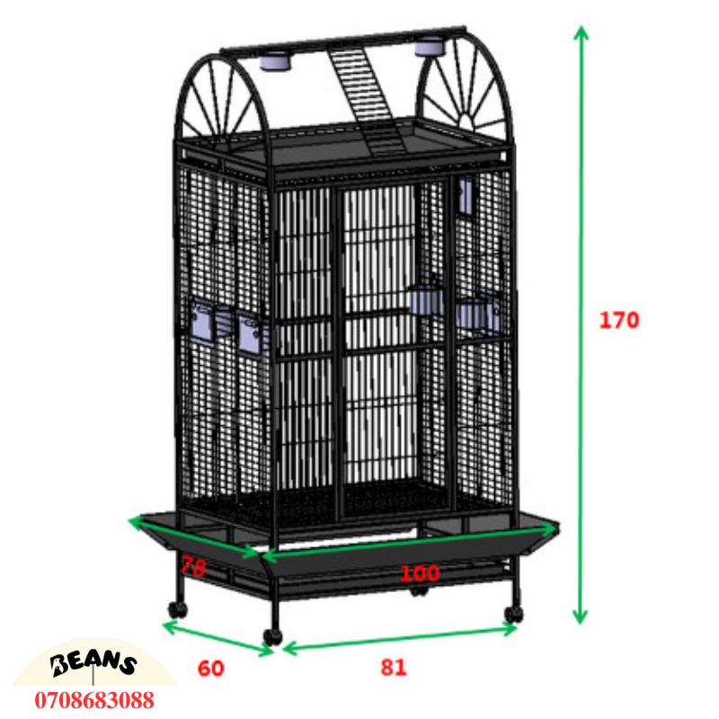 Chuồng Lồng KÍCH THƯỚC 100 x 78x 170 cm mã 009 dành vẹt lớn như xám, amazon, xích , coctatoo, macaw, ....
