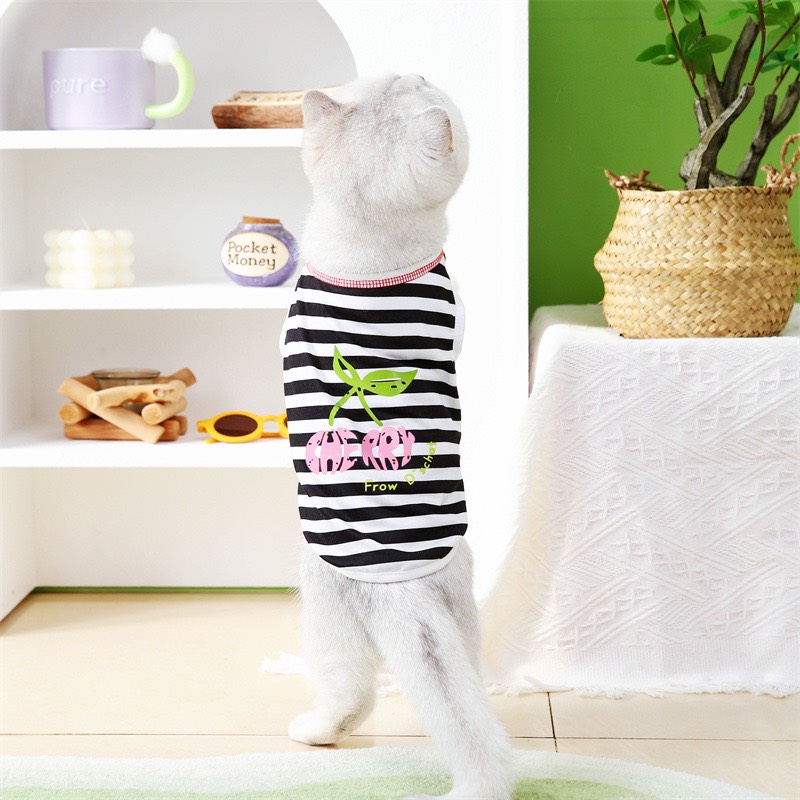 Áo kẻ ngang dưa hấu và cherry dễ thương cho thú cưng